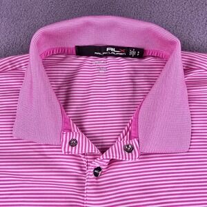 RLX Ralph Lauren Polo Shirt‎ Men's Small Pink Striped Performance Golf Wicking